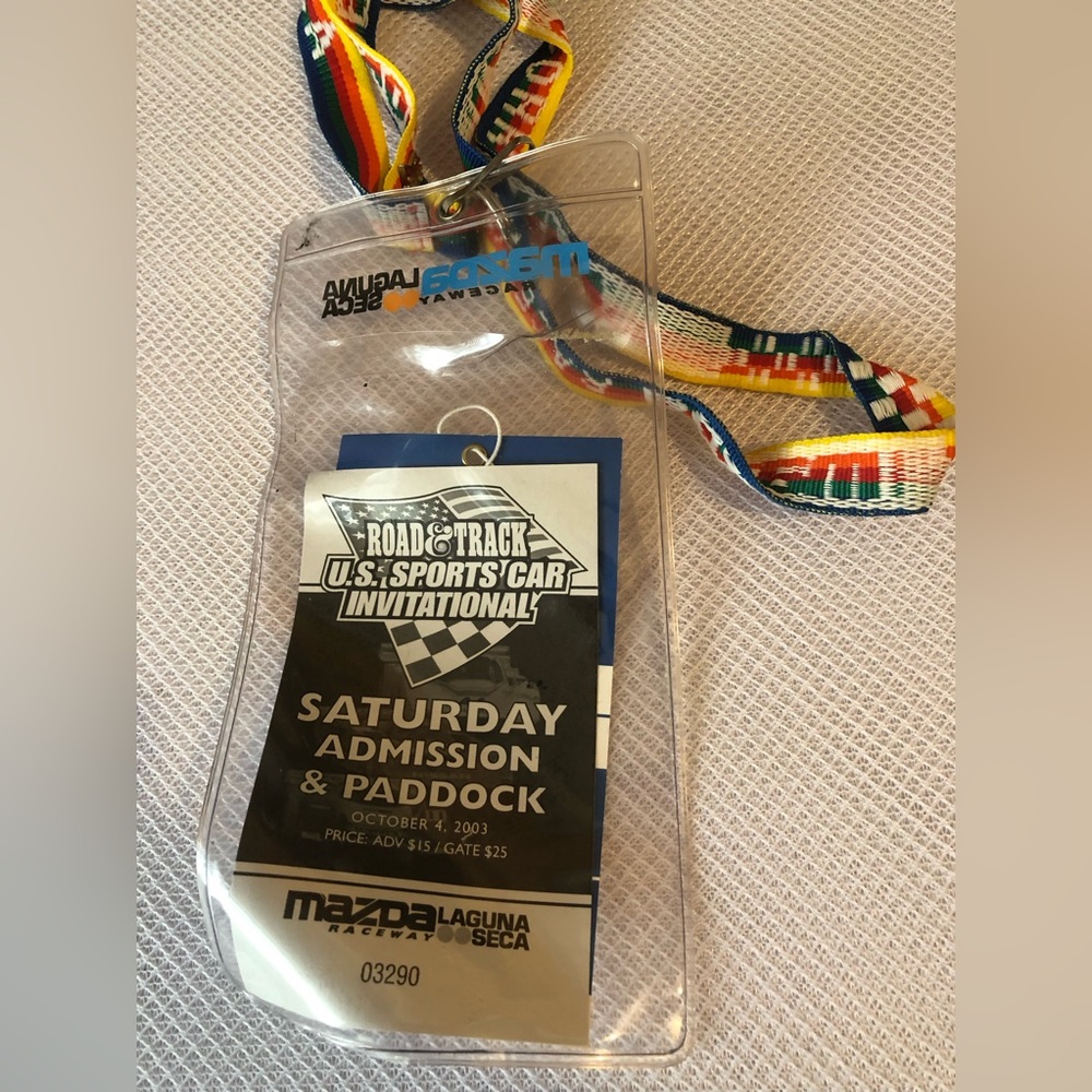 🌈2003 Mazda Laguna Seca Raceway Admission Pass & Lanyard-679 $50 or $45 w/offer